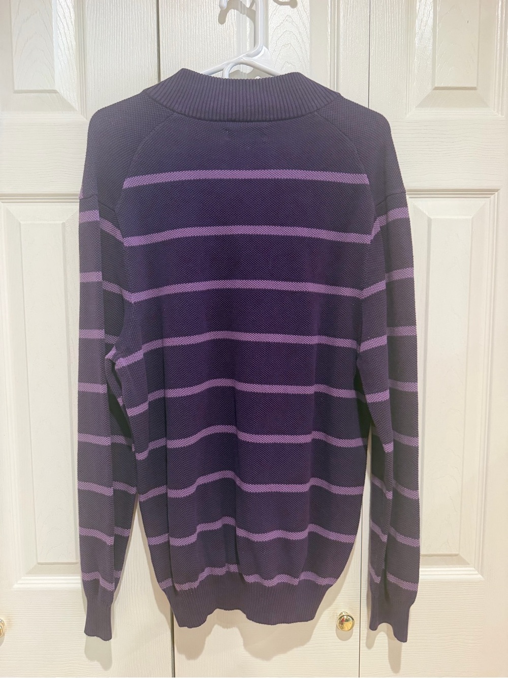 Club Room Purple Striped Quarter-Zip Sweater - Picture 4 of 4